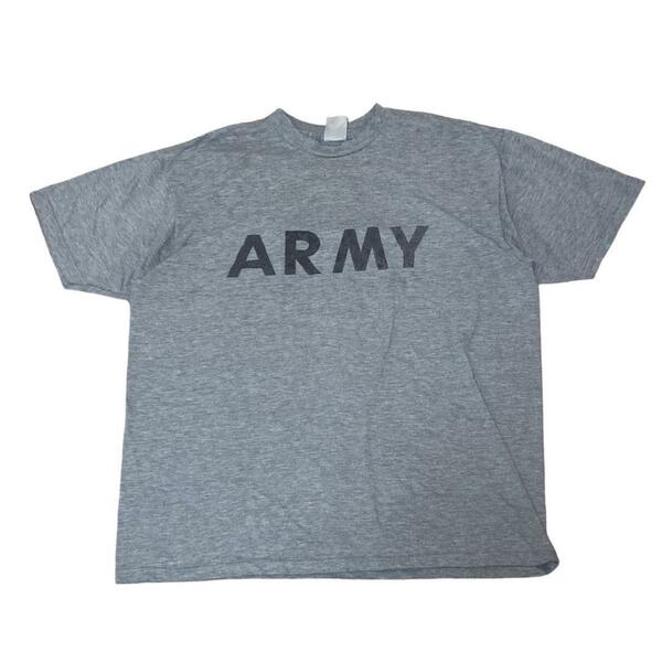 U.S.ARMY ミリタリー 半袖Tシャツ トレーニング グレーUS古着z35 XL相当