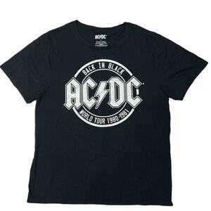AC/DC バンド半袖Tシャツ ロックT バンT バックインブラック a76 XL相当