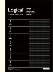ナカバヤシ 2024年版手帳 ロジカルダイアリー 見開き2週間 表紙Aタイプ A6 ブラック 月曜始まり NS-A604-24AD