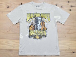 BASS PRO SHOPS ブリーチ Tシャツ sizeM サンドベージュ バスプロショップス 釣り フィッシング 音楽 企業 アメリカ USA古着