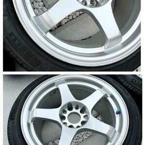 バリ山！希少！URAS NS-01 シルバー 17インチ PCD114.3 5H 9J+30 アルミホイール/タイヤ 225/45R17 2本セット M2販売 DT-05Rの画像4