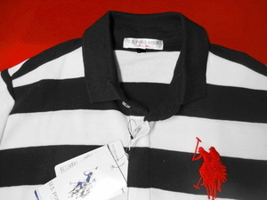 新品　POLO 　半袖　ポロ　ボーダー　LL　紺×白　エンブレム　　/パパPOLO　送５２０円