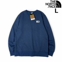 売切り【正規新品】THE NORTH FACE◆HERITAGE PATCH CREW トレーナー スウェット US限定 上質 裏起毛 ロゴパッチ(L)青 181130-28_画像1