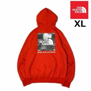 売切り【正規新品】THE NORTH FACE BOX NSE PULLOVER HOODIE パーカー US限定 ボックスロゴ 裏起毛 グラフィック(XL)赤 181130-30