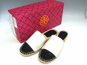 ★未使用　6★23㎝対応　トリーバーチ TORY BURCH FLAT エスパドリーユサンダル （IVORY-BLACK）★