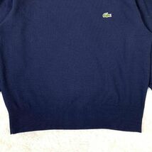 90s LACOSTE ラコステ タートルネックニット タートルネックセーター ワンポイント刺 紺色 ウール100％ ネイビー 4 B5711_画像3