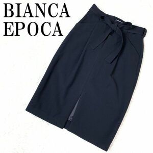 BIANCA EPOCA ビアンカエポカ スカート タイトスカート リボンベルト付き スリット 黒 ブラック 38 B5761