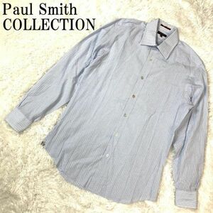 ポールスミスコレクション 長袖ストライプシャツ ライトブルーPaul Smith COLLECTION 長袖シャツ サックス 水色 青 コットン100％ M B5775