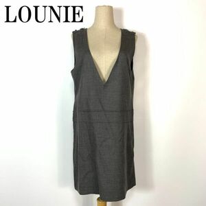 LOUNIE ルーニィシルクジャンパースカートグレーカジュアル ポケット無 Ｖカット 40 B5852