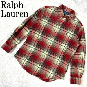 Ralph Lauren ラルフローレン チェックネルシャツ チェックシャツ 長袖シャツ レッド系 赤 コットン100％ M B5892