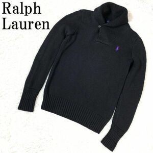 Ralph Lauren ラルフローレン コットンニット ワンポイント刺 黒 コットン100％ ブラックS B5893