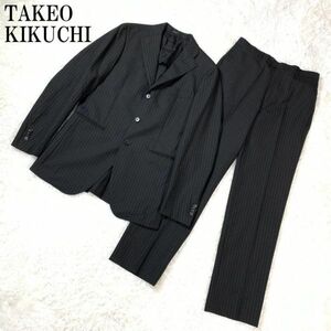 TAKEO KIKUCHI スーツセットアップ タケオキクチ テーラードジャケット 上下セット ウール100％ カノニコ グレーストライプ 2 B6158