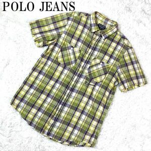 POLO JEANS ポロジーンズ 半袖シャツ Ralph Lauren ラルフローレン チェックシャツ 黄色 ロゴ刺 コットン100％ イエローチェック M B6163