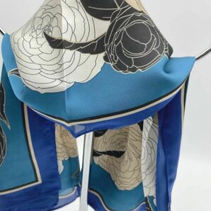 バックスカーフ ネックスカーフ 70×70 ショルダー 青 バラ ブルー 花柄 スカーフ おしゃれ 春夏 首元 アクセサリー の画像8