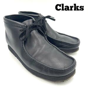 204 beautiful goods US10 Clarks original zClarkswala Be Wallabeenata Lee leather boots middle cut black black 27.5cm