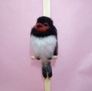  wool felt tsubame brooch .... bird wild bird miniature hand made accessory 