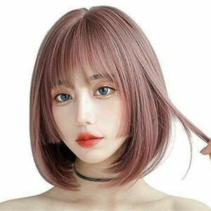  Bob wig cosplay sombreness pink Halloween Short wig . cut 