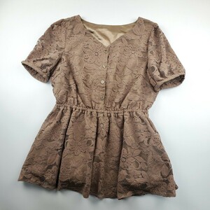 ◇a【美品】 プロポーションボディドレッシング PROPORTION BODY DRESSING レース ペプラム ブラウス FRサイズ 婦人服 レディース トップス