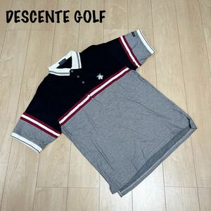 DESCENTE GOLF デサントゴルフ　半袖ポロシャツ メンズ　ゴルフウェア　刺繍ロゴ　90S レトロ　大きめポロシャツ
