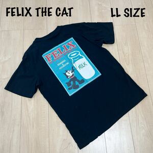 FELIX THE CAT フェリックス　半袖 Tシャツ メンズ　LLサイズ　ブラック　黒　クルーネック　バックプリント　刺繍ロゴ