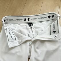 美品　UNDER ARMOUR アンダーアーマー　野球　ショート　フィット　ユニフォーム　パンツ　練習着　メンズ　LG ベースボール　白　刺繍ロゴ_画像4