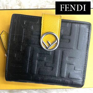 希少品 / F is FENDI フェンディ バイカラーエンボスズッカウォレット 二つ折り財布 ジップアラウンド 8M0386