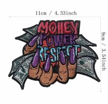 MONEY POWER RESPECT　パッチ　アイロンワッペン　ハンドメイド素材　　刺繍　アップリケ　アウトドア　裁縫 funky_画像5