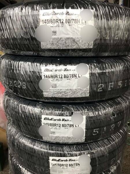 24年製！送料込み！全国一律23000円！　145/80R12 80/78NヨコハマタイヤRY55 BluEarth-Van新品　4本　軽トラ　軽バン　ラップ巻き　日本製