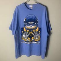 SOUTHERN UNIVERSITY アメフト プリント Tシャツ 古着 半袖 ブルー 水色 _画像1