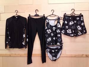 maliuru плавание одежда 5 позиций комплект черный * цветочный принт LL размер женский 01