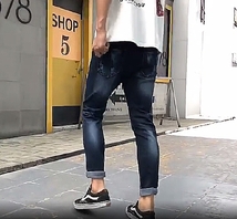 【W34 XL】程よくダメージ デニム スリムフィット！ スキニーパンツ■パンツ　新品 メンズ デニム ジーンズ ストレッチパンツ 621-34_画像9