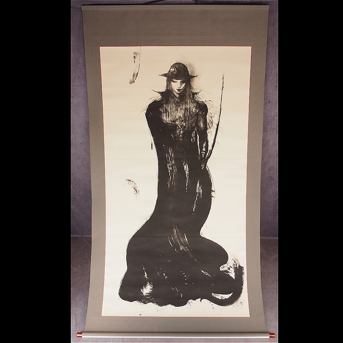 Prix négociable [Tirages] [Watakaan] [Amano Yoshitaka] 6817 Parchemin suspendu, longue bande, lithographier, Yoka 4/30 Chasseur de vampires D FF Art Vivant, inscrit, Peinture, Peinture japonaise, personne, Bodhisattva