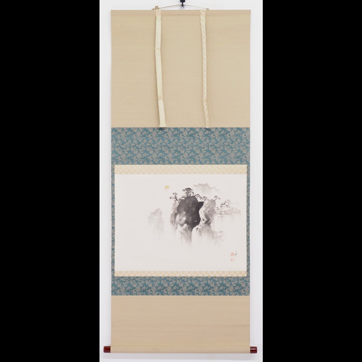 [Authentisches Werk] [Tokaan] [Hayashi Buntou] 15041 Hängerolle Japanische Malerei Hourai Gleiche Box Taschenbuch Landschaftsmalerei Kyoto Shimaegawa Bunrei Yamamoto Shunkyo Inschrift, Malerei, Japanische Malerei, Landschaft, Fugetsu