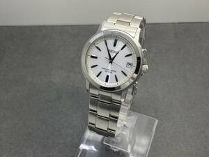 １円～稼働品・ソーラー電波 SEIKO/セイコー 白文字盤　7B52-0AF0 メンズ腕時計【B-763】