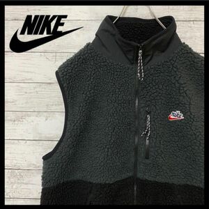 【即完売モデル】NIKE☆ボアベスト　フリース　刺繍　ゆるだぼ　フルジップ　