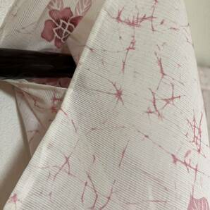絽紗 単衣 夏 着物 赤ピンク 透 きもの 和装 着丈159.5cm 薄物 小紋の画像6