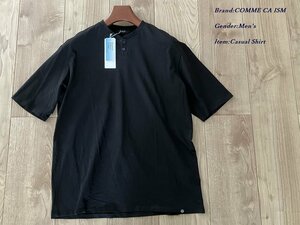 新品 COMME CA ISM MEN コムサイズム シルケット コットン天竺 ヘンリーネック Ｔシャツ 05ブラック Lサイズ 60TC61 定価3,900円