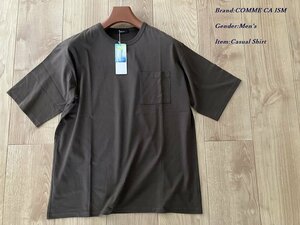 新品 COMME CA ISM コムサイズム ひんやり冷感 クルーネック半袖Tシャツ 17ブラウン Lサイズ 60TA03 定価3,200円