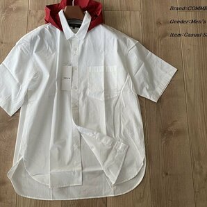 新品 COMME CA ISM MEN コムサイズム コットン100% 半袖フードシャツ 10レッド F(M)サイズ 33IT23 定価6,900円の画像1