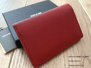  new goods box attaching COMME CA MEN Comme Ca men angle wrinkle card-case card-case pass case 10 red 60XI69 regular price 14,300 jpy 