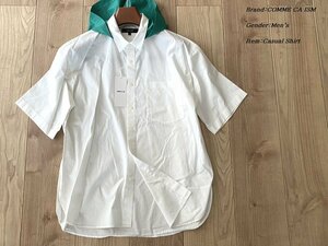 新品 COMME CA ISM MEN コムサイズム コットン100% 半袖フードシャツ 21グリーン F(M)サイズ 33IT23 定価6,900円