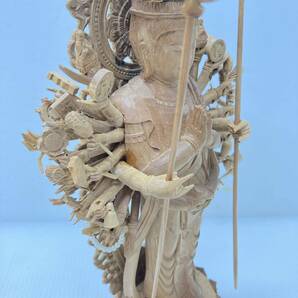木製 千手観音像 仏像 仏教美術 木彫 置物 仏教工芸品 インテリア コレクション 現状品の画像4
