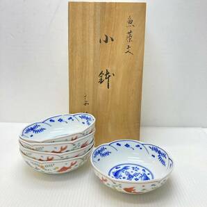 たち吉 橘吉 魚藻文 小鉢 揃 5客 和食器 13cm 色絵 うつわ 食器 箱付 未使用の画像1