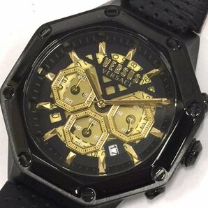 ヴェルサス ヴェルサーチ クロノグラフ クォーツ デイト 腕時計 稼働品 メンズ 純正ベルト ブランド小物 QR035-101の画像1