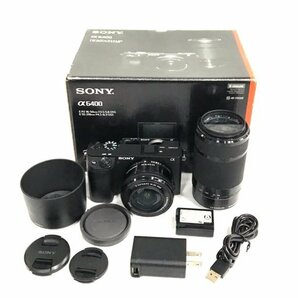 1円 SONY a6400 ILCE-6400 E 3.5-5.6/PZ 16-50 OSS 4.5-6.3/55-210 OSS ミラーレス一眼 カメラ L101636の画像1