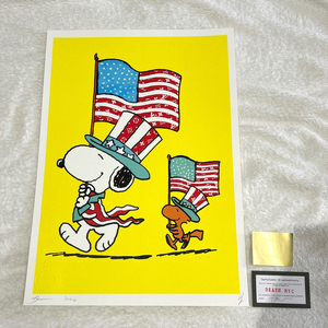 世界限定100枚 DEATH NYC スヌーピー SNOOPY ヴィトン LOUISVUITTON 星条旗 ポップアート PEANUTS アートポスター 現代アート KAWS Banksy