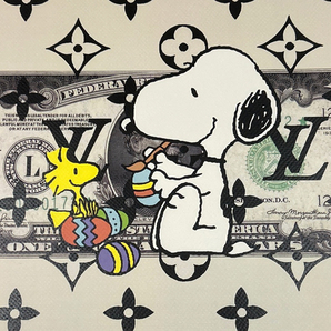 世界限定100枚 DEATH NYC スヌーピー SNOOPY ヴィトン LOUISVUITTON 紙幣 ポップアート PEANUTS アートポスター 現代アート KAWS Banksyの画像3