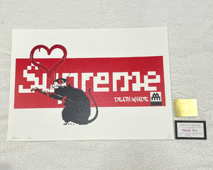 世界限定100枚 DEATH NYC バンクシー Banksy「LOVE RAT」SUPREME Dismaland インベーダー ポップアート アートポスター 現代アート KAWS