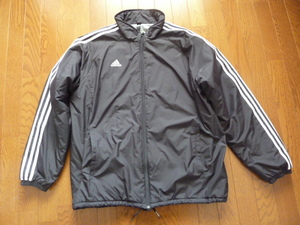 USED 美品 adidas BIGサイズ 軽量・中綿・裏起毛 BS 防寒ウォーマーJKT JP/2XO BLK/WHT