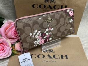 コーチ COACH 長財布 財布 ラウンドファスナー カーキマルチ フローラル プリント レザー 財布 レディース プレゼント F29931 A074